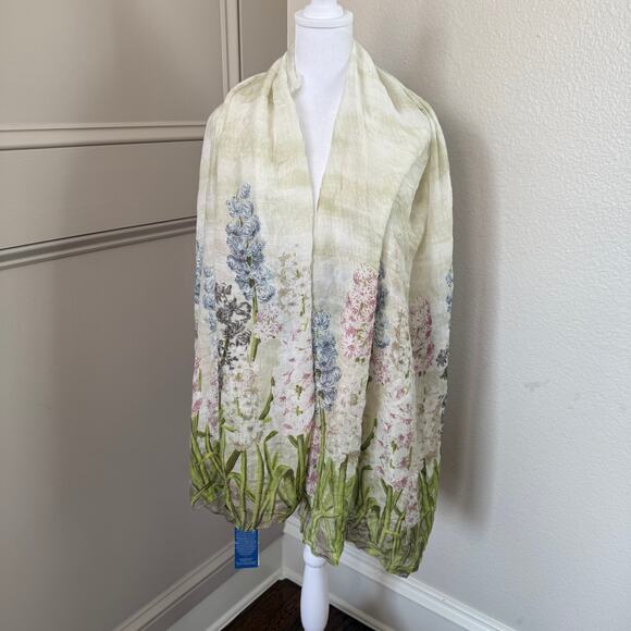 NWT One Hundred Stars Scarf Sarong Shawl Hyacinth Cream Wrap - Picture 1 of 5